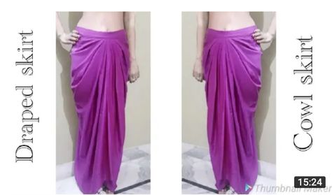 Drape Dhoti Dress, Cowl Skirt Pattern Drafting, How To Make Drape Skirt, Dhoti Style Skirt, Dhoti Skirt Pattern, Latest Dhoti Style Dress, Cowl Skirt Pattern, Draped Skirt Pattern Drafting, Draped Skirt Outfit