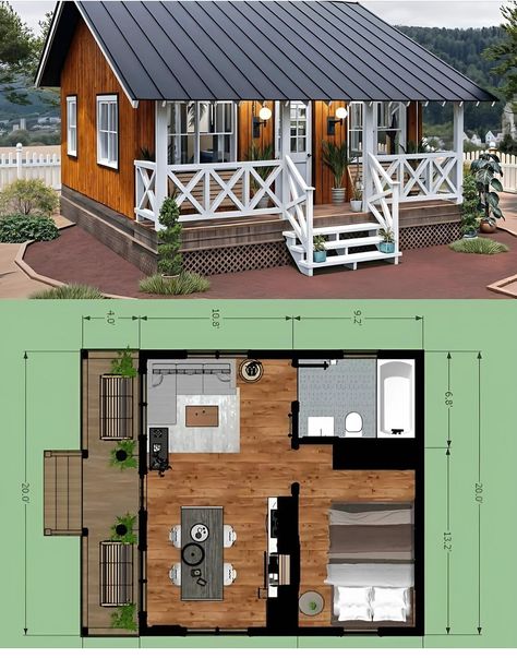 Tiny House Plans Layout, Small Houses Ideas, Granny Annexe, Tiny House Designs, Cottage Floor Plan, Small Cottage House Plans, House Plan With Loft, Sims 4 House Building, Small House Floor Plans