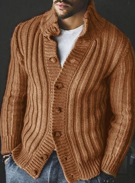 Winter Knit Sweater, Graduation Outfits, Knit Men, Cardigan Sweater Jacket, Summer Concert, Mens Cardigan, Chilly Weather, Warm Sweaters, Men's Knit