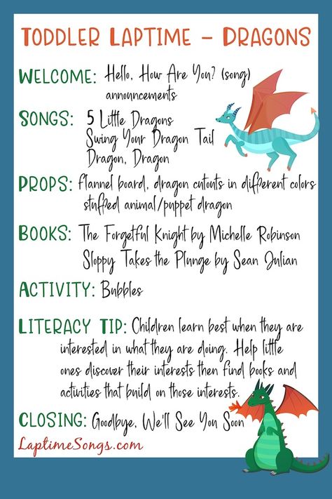 Dragon Crafts Preschool, Baby Storytime, Storytime Themes, Fairy Tales Preschool, Toddler Storytime, Circle Time Songs, Storytime Crafts, Songs For Toddlers, Circle Time Activities