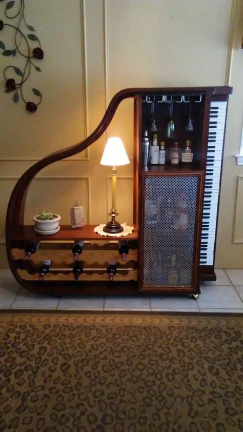 Recycled Instruments, Piano Upcycle, Old Piano, Piano Decor, Interior Design Per La Casa, Wooden Chairs, Repurposed Wood, Funky Furniture, Flipping Furniture