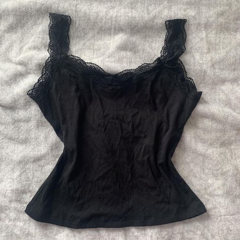 Pretty aesthetic Y2K black lace cami size... - Depop Black Lace Cami Outfit, Lace Cami Outfit, Cami Outfit, Black Lace Cami, Pretty Aesthetic, S Aesthetic, Goals Inspiration, Aesthetic Y2k, Y2k Black