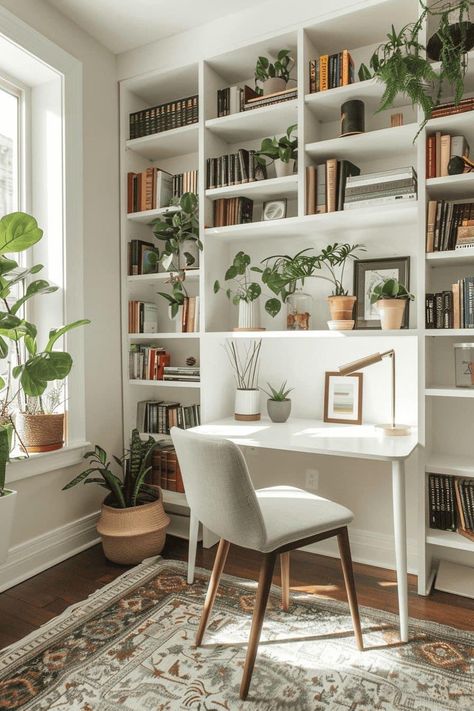 Cozy Home Library, Cozy Window Seat, Dresses Office, Office Idea, Design Strategies, Scandinavian Style Home, Home Library Design, Scandinavian Bedroom, Off Shoulder Dresses