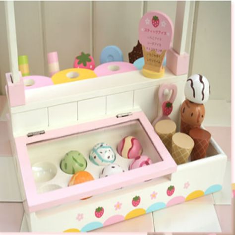 Kids Market Stand, Ice Cream Shop Toy, Wooden Play Shop, Toy Horse Stable, Play Ice Cream, Mother Garden, Kids Market, Ice Cream Stand, Kids Toy Shop