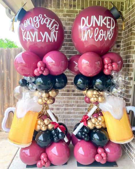 Bryan & College Station, Texas | Poppin’ Texas - Balloon Artists | This grad is “Dunked in Love” 🎶🍻 Congratulations on graduating and dunking your Aggie ring Kaylynn!🌟🎓 • • • #aggieringdunk #aggies… | Instagram Ring Dunk Decorations, Aggie Ring Dunk Party Ideas, Ring Dunk Party Ideas, Aggie Ring Dunk, Aggie Ring Day, Ring Dunk, Aggie Ring, Balloon Tower, Ring Day