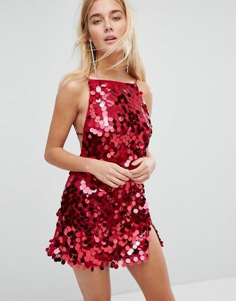 17 Sequin Dresses So Shiny Your Jaws Will Drop — All Under $100 Red Disco Dress, Red Sequin Dress Short, Disc Sequin Dress, Taylor Concert, Red Party Dress, Sequin Dress Short, Red Sequin Dress, Bodycon Cocktail Dress, Sequin Party