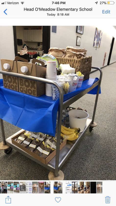 Coffee Cart Teachers, Coffee Cart For Teachers, Teacher Appreciation Coffee Cart, Coffee Cart Ideas School, Treat Cart For Teachers, Teacher Appreciation Coffee Bar, Teacher Snack Cart, Sunshine Cart, Teacher Appreciation Themes