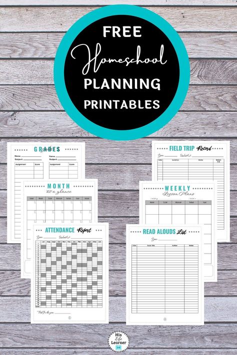 Organize your year with these free printable homeschool planning forms. In this set you have available to you these forms: grade record form, attendance sheets, field trip record, notes page, read aloud record, reading record, monthly planning sheet and a weekly planning sheet. Attendance Sheets, Homeschool Planning Printables, Homeschool Attendance, Homeschooling Multiple Ages, Homeschool Phonics, Homeschool Calendar, Reading Record, Binder Covers Printable, Homeschool Routine