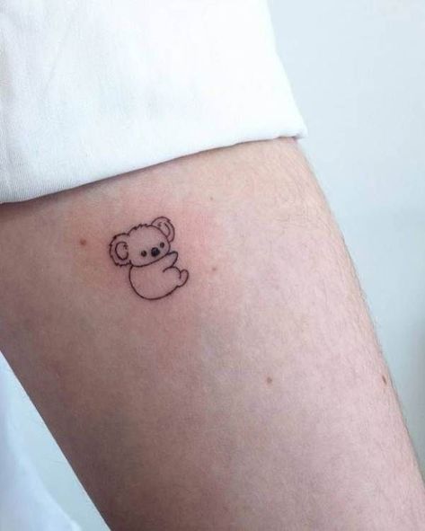 Simple Koala Tattoo, Koala Bear Tattoo, Koala Tattoo, Small Animal Tattoos, Cute Animal Tattoos, Bear Tattoo Designs, Tiny Wrist Tattoos, Omerta Tattoo, Bear Tattoos