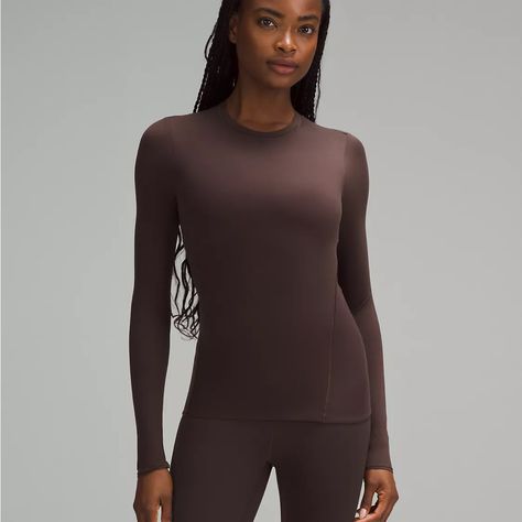 Nwt Lululemon Wundermost Ultra-Soft Nulu Crewneck Long-Sleeve Shirt In Espresso. New With Tags. Size Extra Large. Lululemon Shirt, Peach Fuzz, Lulu Lemon, Womens Long Sleeve Shirts, Rainy Day Outfit, On Repeat, Lululemon Women, Christmas Wishlist, Free Shirts