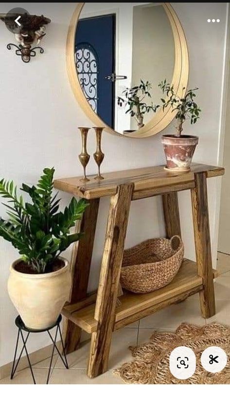 Rustic Entryway Table, Casa Vintage, Hallway Ideas Entrance, Hallway Ideas Entrance Interior Design, Home Entrance Decor, Wood Furniture Diy, Work Design, Entrance Decor, Diy Wood Projects Furniture