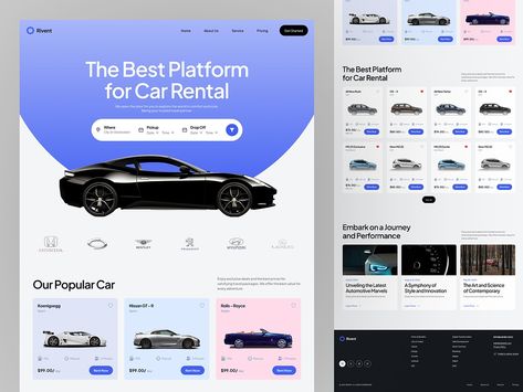 Car Rental Website by Fireart UI/UX for Fireart Studio on Dribbble Rent A Car Website Design, Rental Car Website, Car Landing Page, Car Website Design, Car Rental Website, Ui Ux Website, Car App, Car Ui, Ux Inspiration