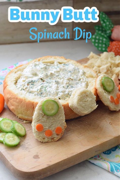 This Bunny Butt Bread Bowl is perfect for a festive Easter Bunny Spinach Dip. Easy to make and perfect for your holiday celebration. www.kidfriendlythingstodo.com Easter Spinach Dip, Bunny Spinach Dip, Spinach Dip Appetizers, Pizza Dip Appetizers, Easter Dips, Classic Spinach Dip, Spinach Dip Easy, Easter Appetizers Easy, Sour Cream Uses