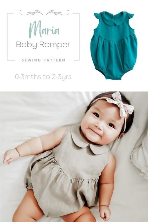 Maria Baby Romper sewing pattern (0-3mths to 2-3yrs) - Sew Modern Kids Free Baby Girl Sewing Patterns, Baby Dress Patterns Free Printable, Free Sewing Patterns For Babies, Bubble Romper Pattern Free, Free Baby Romper Sewing Pattern, Free Romper Sewing Pattern, Baby Girl Sewing Patterns, Free Baby Clothes Patterns Sewing, Newborn Sewing Patterns