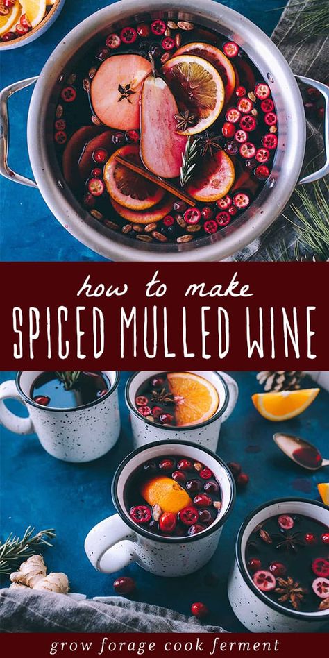 How to Make Spiced Mulled Wine: Wine Making for Beginners - Made with red wine, maple syrup, and warm spices like cinnamon, cardamom, and clove, this homemade mulled wine recipe is a wonderful addition to your holiday table. Make this traditional mulled wine recipe in either a crockpot or on the stove! Alcoholic Drinks Recipes, Homemade Mulled Wine, Red Wine Recipe, Mulled Wine Recipe, Wine Recipe, Spiced Wine, Mulling Spices, Sliced Pears, Winter Comfort Food