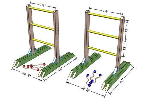 How to Build a DIY Wooden Ladder Toss Game - TheDIYPlan Diy Wooden Ladder, Woodcraft Projects, Simple Chair Design, Diy Wooden Games, Ladder Toss, Ladder Golf, Washers Game, Wooden Ladder Shelf, Ladder Ball