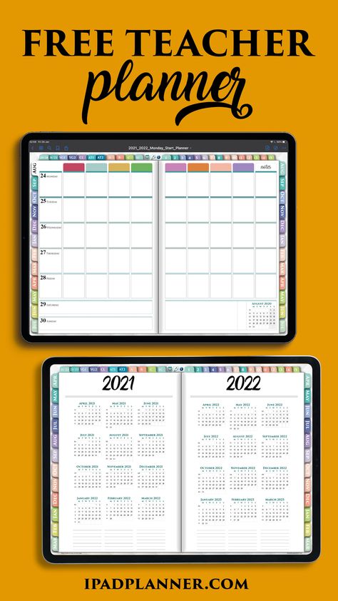 You will receive a free trial planner for teachers. Inside, you will find pages for 3 months of monthly, weekly, and daily digital planning. NOTICE: To use this digital planner you need one of these iPad note-taking apps - GoodNotes or Notability #goodnotes #notability #teacherplanner #ipadplanner #goodnotesplanner #ipadplanners #2021planner Planner For Teachers, Teachers Journal, Teacher Planner Digital, Ipad For Teachers, Free Teacher Digital Planner, Digital Teacher Planner, Free Digital Planner, Electronic Planner, Teacher Planner Templates