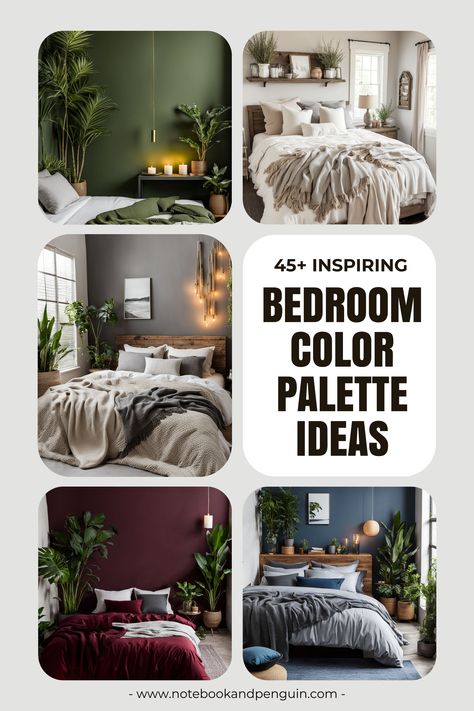 Ready to escape the chaos of everyday life? Create a peaceful retreat in your bedroom with our curated collection of 45+ bedroom color schemes. From soothing pastels to rich jewel tones, we've got the perfect colors to help you unwind and relax. #PeacefulRetreat #BedroomColorSchemes #RelaxationMode #SleepBetter Bedroom Color Scheme Ideas, Bedroom Color Palette, Feng Shui Bedroom Colors, Calming Bedroom Colors, Color Scheme Ideas, Green Wall Color, Beautiful Bedroom Colors, Reading Corners, Peaceful Bedroom