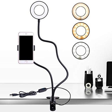 Led Selfie Ring Light, Desk Phone Holder, Desktop Lamp, Selfie Ring Light, Mobile Holder, Selfie Light, Led Ring Light, Warm Yellow, Fill Light