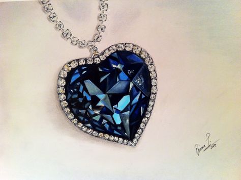 "Titanic" necklace Bianca Paraschiv Drawings "Heart of the ocean" Heart Of The Ocean Tattoo, Titanic Necklace, Chanel Jewelry Necklace, Ocean Drawing, Heart Of The Ocean, Necklace Drawing, Necklace Tattoo, Boho Jewelry Diy, Ariana Grande Drawings