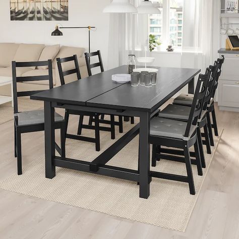 NORDVIKEN black, Extendable table, Min. length: 210 cm - IKEA Ikea Ingatorp, 10 Person Dining Table, Extendable Kitchen Table, Bord Design, Ikea Dining Table, Ikea Dining, Table Ikea, Ikea Table, Extendable Table