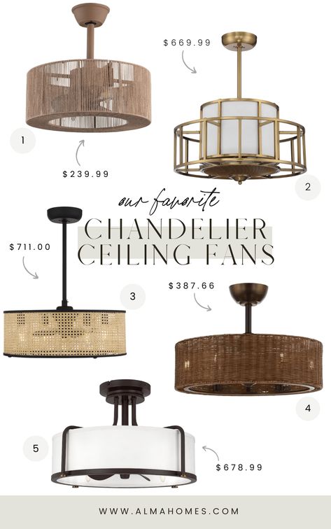 The Best Ceiling Fans that Aren’t Ugly | Alma Homes Stylish Ceiling Fans, Fans With Lights, Fan In Kitchen, Ceiling Fan In Bathroom, Kitchen Ceiling Fan, Kitchen Fan, Wood Ceiling Fans, Best Ceiling Fans, White Ceiling Fan