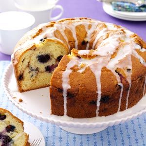 Blueberry Sour Cream Coffee Cake Recipe from Taste of Home -- shared by Susan Walschlager of Anderson, Indiana Blueberry Bunt Cake, Blueberry Sour Cream Coffee Cake, Blueberry Lemon Cake Recipe, Lemon Blueberry Bundt Cake, Cake Blueberry, Blueberry Bundt Cake, Blueberry Pound Cake, Blueberry Cake Recipes, Sour Cream Pound Cake