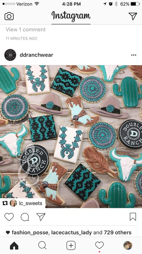 Rustic Cookies, Ranch Cookies, Western Birthday Cakes, Western Cake, Southwest Ranch, Moms 60th, Decorative Cookies, Western Birthday Party, Western Themed Wedding