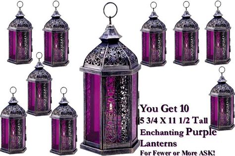 purple wedding centerpieces in Centerpieces Wedding Lantern Centerpieces, Halloween Wedding Reception, Purple Black Wedding, Purple Lantern, Black Centerpieces, Gothic Wedding Theme, Wedding Lantern, Purple Wedding Centerpieces, Nightmare Before Christmas Wedding