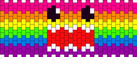 Rainbow Domo bead pattern Domo Kandi Cuff, Domo Kandi Pattern, Domo Kandi, Scene Perler Beads, Kandi Patterns Templates, Scene Kandi, Kandi Cuff Patterns, Candy Bracelet, Diy Kandi Bracelets