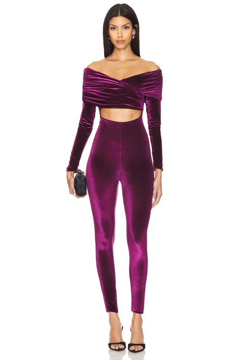 Shop for Maygel Coronel X Revolve Bagolo Catsuit in Plum at REVOLVE. Free 2-3 day shipping and returns, 30 day price match guarantee. Long Jumpsuits, Winter Casual, Catsuit, Velvet Fabric, Price Match, The Knee, Plum, Off The Shoulder, Cut Out