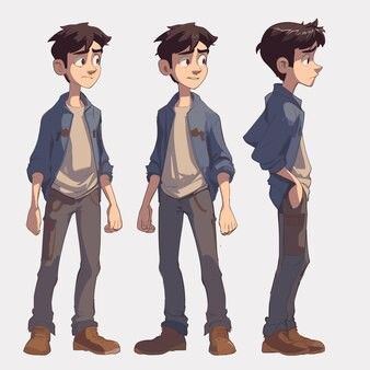 Cartoon Characters Turnaround, Cartoon People Styles, Teen Boy Character Design, Young Man Character Design, Young Boy Character Design, Teenager Character Design, Cartoon Art Boy, Cartoon Body Reference, Children Character Design