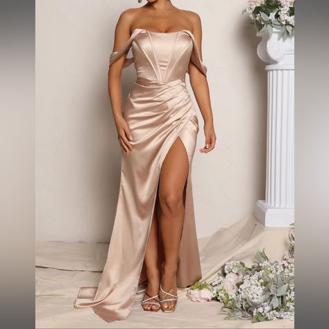 Champagne prom dress mermaid