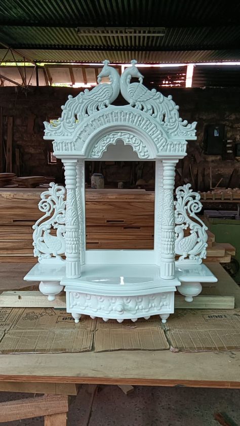 Sihasan For Ganpati, Thermocol Pillar Design, Thermocol Art, Eco Friendly Ganpati Decoration, Styrofoam Art, Ganpati Decoration At Home, Ganapati Decoration, Mandir Design, Stone Wall Art