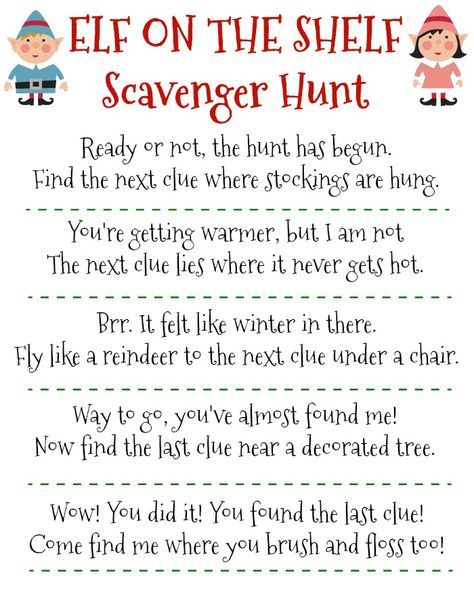 Free Printable Elf on the Shelf Scavenger Hunt for Christmas To Do App, Scavenger Hunt Clues, Christmas Scavenger Hunt, Elf Magic, Awesome Elf On The Shelf Ideas, Elf Activities, The Elf On The Shelf, Xmas Elf, Elf Antics