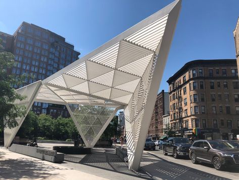 The AIDS memorial at St Vincent’s triangle. — A Gathering of the Tribes Magazine Triangle Canopy, Triangle Structure, The Normal Heart, Park Entrance, Normal Heart, Stadium Design, Saint Vincent, Walt Whitman, St Vincent