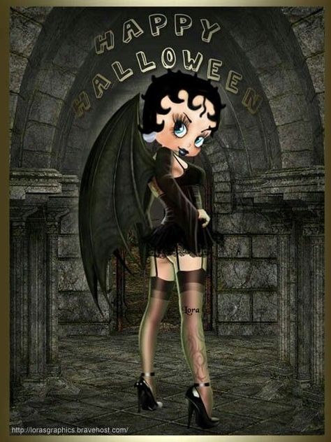 Feliz noche de brujas Boop Meme, Betty Boop Costume, Biker Betty Boop, Betty Boop Halloween, Betty Boop Quotes, Punk Makeup, Black Betty Boop, Betty Boop Art, Betty Boop Cartoon