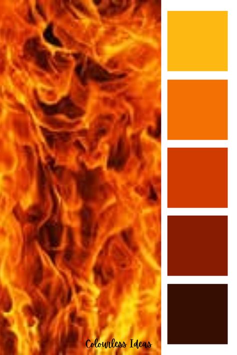 Follow for more colour palettes Fire Colors Palette, Lava Colour Palette, Fire Pallete Color, Meat Color Palette, Phoenix Color Palette, Lava Color Palette, Fire Colour Palette, Orange Color Palate, Fire Color Palette