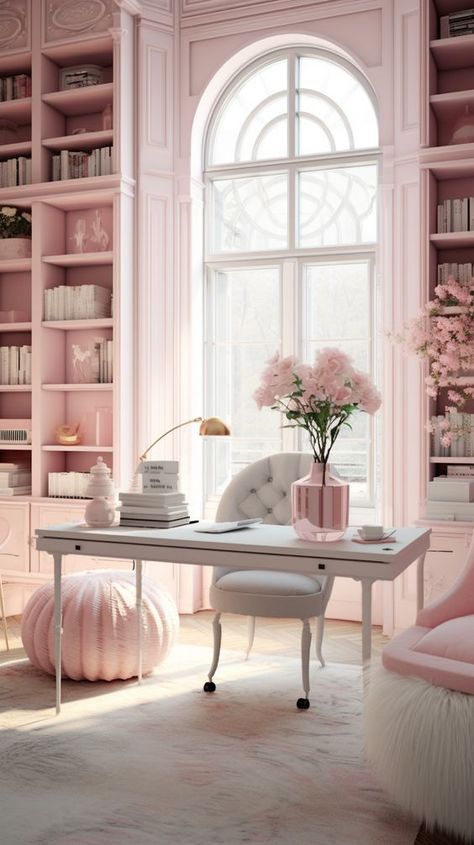 ♔ Bureaux Féminins Girly Office Space, Girly Home Office, Pink Home Office, Pink Office Decor, Author Life, Girly Office, Girly Home, Author Marketing, Feminine Home Offices