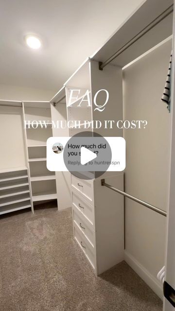 10K likes, 1,932 comments - creatively.crisp on July 9, 2024: "Here is a detailed cost breakdown and every item in total I used to transform our master closet with the @closetmaid system! CLOSET DIMENSIONS: 9ft x 4ft7in and 8ft ceilings Everything was incredibly easy to build- this took me 2 days to complete working on it on and off and that includes removing and patching up the old closet. Comment “Lowe’s closet makeover” for 🔗 to everything sent to your inbox! Make sure you’re following White Walk In Closet Ideas, Room To Closet Conversion, Walk In Closet Basement, Closet Renovation Ideas Small Walk In, 9ft Closet Ideas, Master Closet Must Haves Walk In, Closet Organization System Walk In, 10 X 7 Walk In Closet, Build A Closet Custom