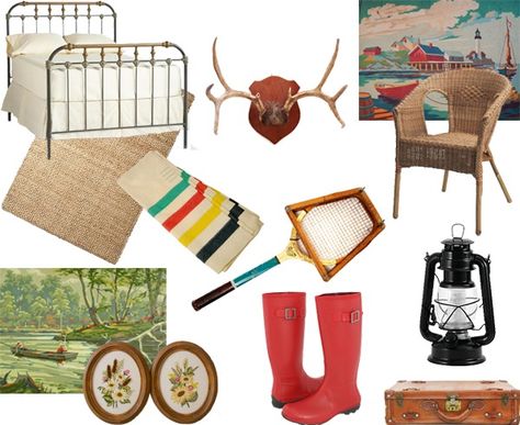 not-going-to-summer-camp-then-bring-summer-camp-to-you_collage_600c490 Moonrise Kingdom Bedroom, Camp Cottage Decor, Vintage Camp Themed Nursery, Vintage Camp Nursery, Camp Theme Room, Vintage Summer Camp Aesthetic, Summer Camp Decor, Camp Bedroom, Vintage Summer Camp