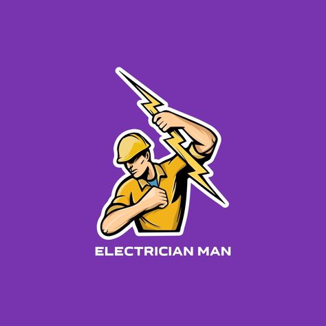 Electrician Man Logo Electrical Logo, Electrician Logo, Online Logo Creator, Esports Logo, Gaming Logo, Make Your Logo, Online Logo, How To Make Logo, Man Logo