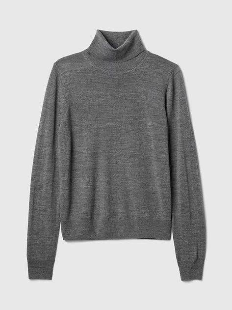 Merino Turtleneck Sweater | Gap Soft Wool Sweater, 2024 Wardrobe, Gray Turtleneck, Wardrobe Capsule, Sweater Turtleneck, Grey Turtleneck, September 2024, Soft Wool, Wool Sweater