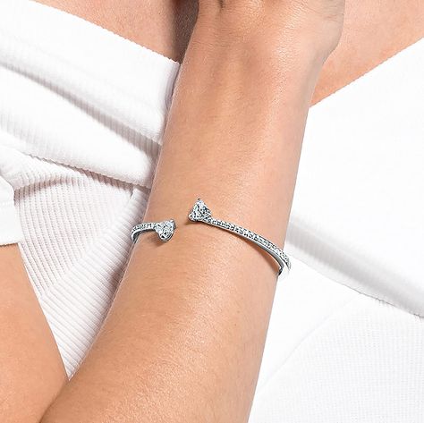 Heart Bangle Bracelet, Timeless Love, Swarovski Bracelet, Jewelry Lookbook, Clear Crystals, Pandora Bracelets, Elegant Necklaces, Bracelet Collection, Heart Bracelet