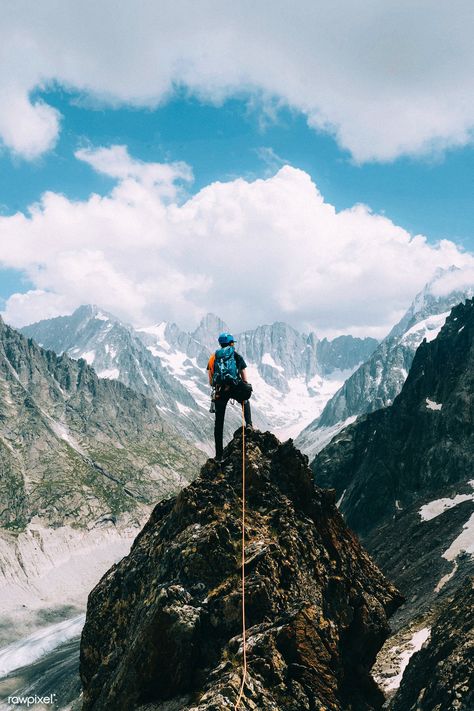 Backpacker at  Chamonix Alps summit in France | free image by rawpixel.com / Jack Anstey Asia Photography, Mountain Trekking, Chamonix France, Web Design Resources, Wild Nature, Mountain Top, Back To Nature, Best Places To Travel, Beautiful Places To Visit