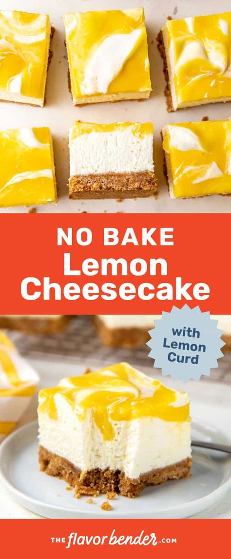 No Bake Lemon Cheesecake Bars, Fresh Lemon Recipes, Lemon Curd Cheesecake, Cheesecake Bars Easy, No Bake Lemon, Lemon Cheesecake Recipes, No Bake Lemon Cheesecake, Lemon Cheesecake Bars, Lemon Curd Recipe