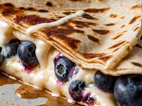 Keto Blueberry Breakfast Quesadilla: Quick & Nutritious - NewsBreak Blueberry Quesadilla, Blueberry Cream Cheese Quesadilla, Breakfast Quesadillas Healthy, Low Carb Cheese Quesadilla, Turkey Bacon Ranch Quesadilla Keto, Healthy Breakfast Quesadilla Low Carb, Dorito Taco Salad Recipe, Homemade Protein Powder, French Toast Bites