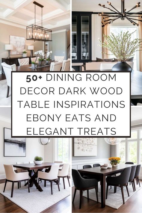 🍽️🌟 Attention, dining aficionados and decor devotees! Ready to turn your dining room into a feast for the eyes that rivals the delicacies on your plate? We've polished up 50+ dining room decor dark wood Dark Dining Room Furniture, Black And Wood Dining Room Ideas, Dining Room Table With Dark Wood Floors, Dining Room Decor Dark Wood Table, Dining Room With Dark Table, Dining Room Decor Dark, Room Decor Dark Wood, Black Dining Table Decor Ideas, Black Dining Table Decor