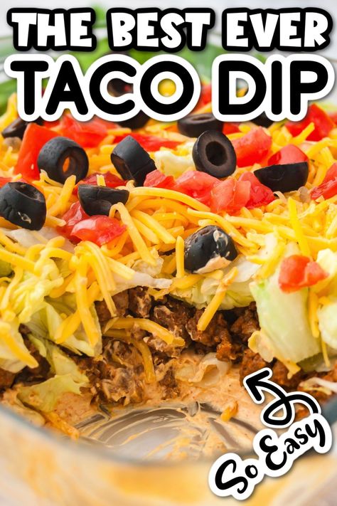 Beef Taco Dip, Taco Dips, Ground Beef Taco Dip, Dip Night, Taco Salad Dip, Hot Taco Dip, Nachos Dip Recipe, Taco Appetizers, Newest Ideas