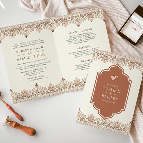 Ikat Border, Sikh Wedding Invitation, Anand Karaj, Formal Wedding Invitations, Indian Wedding Invitations, Wedding Party Supplies, Traditional Indian Wedding, Sikh Wedding, Punjabi Wedding